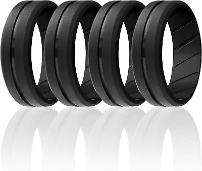 ROQ Silicone Rubber Wedding Ring For Men Comfort Fit Men'S Wedding Band Breat • $12.84