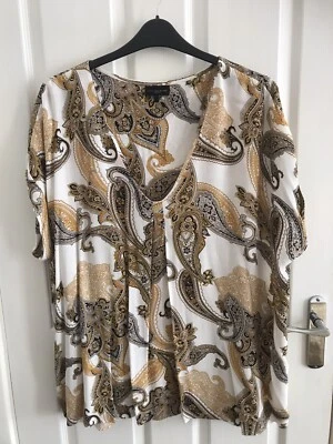 £5 • Buy Live Unlimited Mustard And Black Paisley Print Top Size 20 NWOT