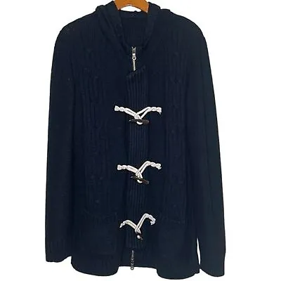 VTG Boycott Japan Cable Knit Cardigan Sweater Navy Blue Size Medium Streetwear • $84.99