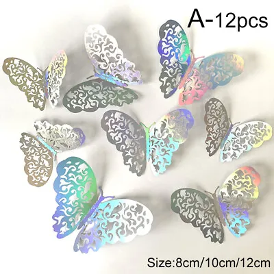 $2.50 • Buy 12PCS 3D Butterfly Wall Stickers Room DIY Decal Self-adhesive Art Decorations