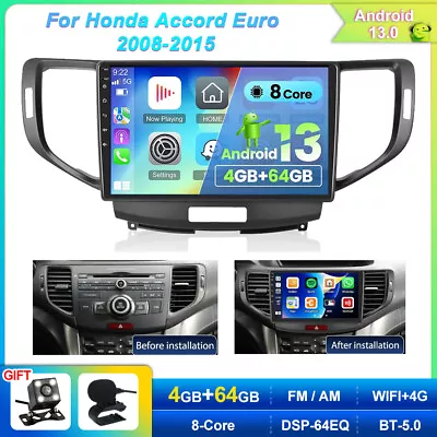 9'' CarPlay Android 13 Car Stereo GPS Head Unit BT For Honda Accord Euro 2008-15 • $338.99