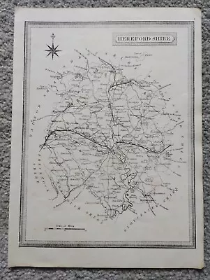 Antique/Vintage County Map Of Herefordshire - John Heywood 1868 • £9.99