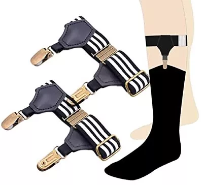 Men's 2PCS Adjustable Sock Garters Sock Suspenders One Size Bronze Black White • $20.23