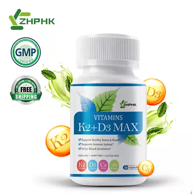 Vitamin D3 5000IU K2 Supplement BioPerine Capsules Immune Health Bone Health • $11.98