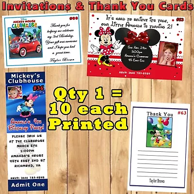 Mickey & Minnie Mouse Invitations 10 Ea With Env Or Thank You Cards Personalized • $8.08