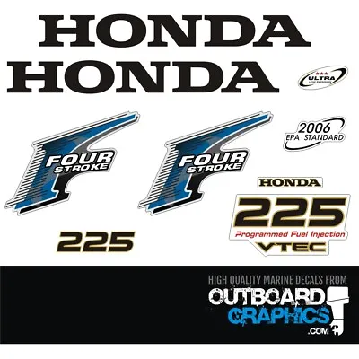 Honda BF225 225hp 4 Stroke VTEC Outboard Engine Decals/sticker Kit • $56.95