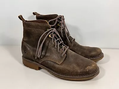 Skechers Royster (63874) Brown Distressed Leather Ankle Boots Men Size 10.5 • $24.99