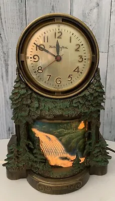 Vintage Mastercrafters Animated Lighted Motion Waterfall Clock Model 344 WORKS  • $129.99