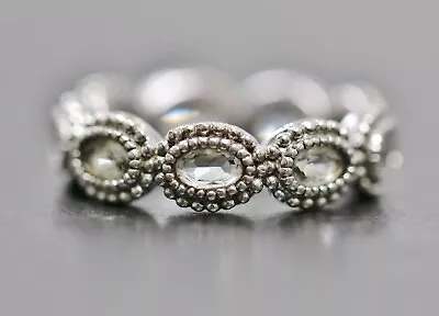 Gabriel & Co. 925 Sterling Silver Eternity Clear Gemstone Ring Size 6.75 4.8g • $34.99