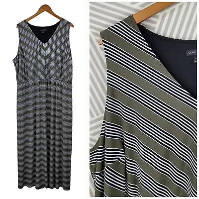 Lane Bryant Dress Mazi Sundress Plus Size 22/24 3X Long Layered Striped Green • $29.99