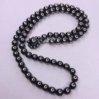 Silver Tone Strand Bead Button Style Clasp 18  Beaded  • $12.94