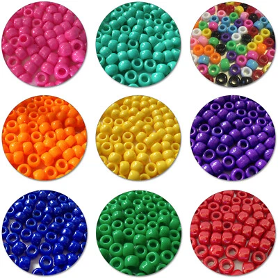£2.20 • Buy 100 X OPAQUE | BARREL | Pony Beads | Choose Your Colour | 9x6mm | 750