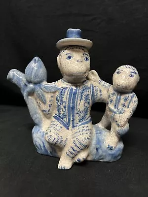 Vintage 7  Porcelain Blue & White Monkey Teapot • $50