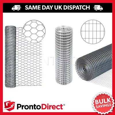 £10.49 • Buy Chicken Wire Hexagonal Square Mesh Rabbit Aviary Galvanised Garden Fencing