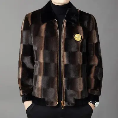 $169.99 • Buy Real Mens Luxury Mink Fur Furry Coat Lapel Collar Jacket Pocket Outwear Parka
