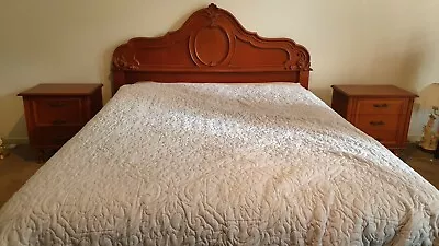 Vintage Antique Style French Empire Queen Bedhead & 2x Side Tables • $400