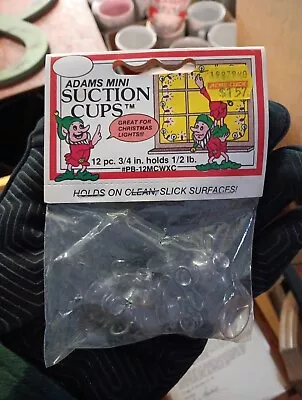 12 Piece 3/4  Adams Mini Suction Cups For Christmas Lights Safe Holds 1/2 Lb. • $10.99