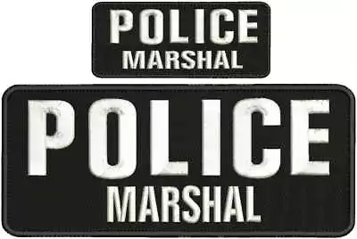 POLICE Marshal Embroidery Patches 4x10 And 2x5 Hook White Lettering • $16.99