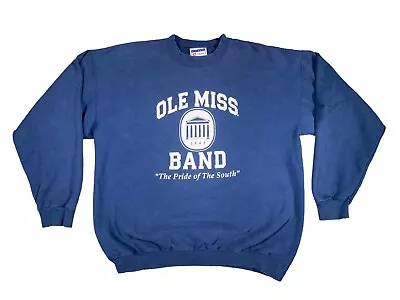 Vintage 90s Ole Miss Rebels Band Crewneck Sweatshirt Pride Of The South Sz Large • $46.95