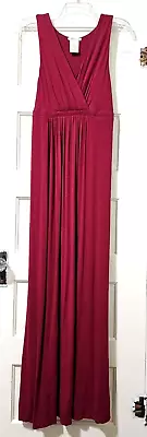 Matty M SUPER SOFT LONG Jersey Knit Empire Maxi Sleeveless Dress Medium Wine Red • $22.99