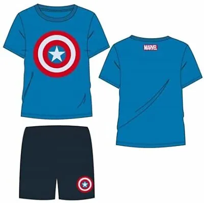 Marvel CAPTAIN AMERICA Boys Pyjamas Avengers Superhero Kids Short PJs • £9.49