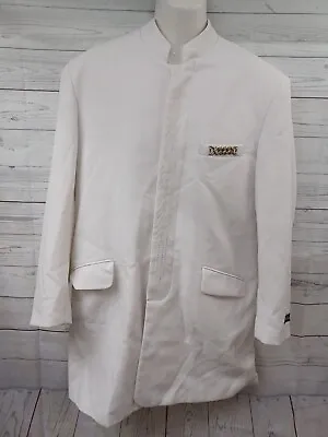 $25.40 • Buy Dino Davinci Mens Trench Coat Jacket White Sz 42R Pockets Mandarin Collar