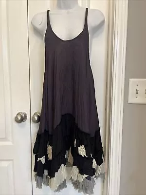 Womens FREE PEOPLE Dress XS Crushed Rayon PURPLE Ruffle Hem Sleeveless HTF • $19.99