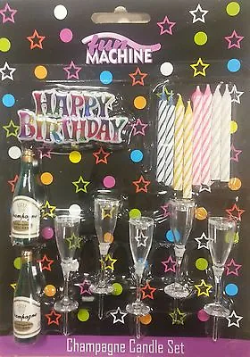 Happy Birthday Champagne Candle Set For Biryhday Parties. • £2.99