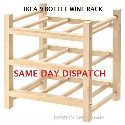 9-Bottle Wine Bottle Rack IKEA HUTTEN Solid Wood Storage • £21.95