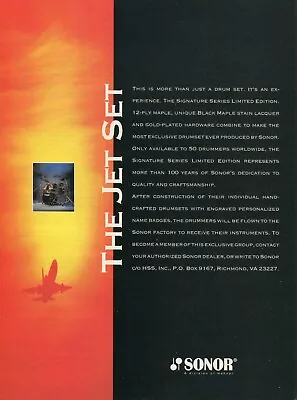 1993 Print Ad Of Sonor Drums The Jet Set Signature Series Limited Edition • $14.99