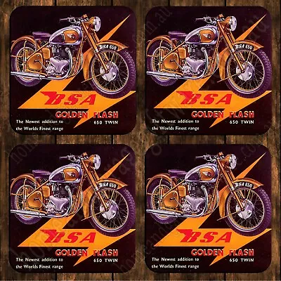 Drink Coaster Set Of 4  - Bsa Golden Flash Motorcycle • $34.90