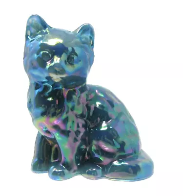 Mosser Glass Georgian Blue Carnaval Fluffy Kitten Sitting Kitty Cat • $39