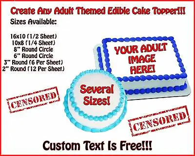 Create Your Own Adult Themed ~ Edible 2D Fondant Cake Cupcake Topper ~  * • $9.98