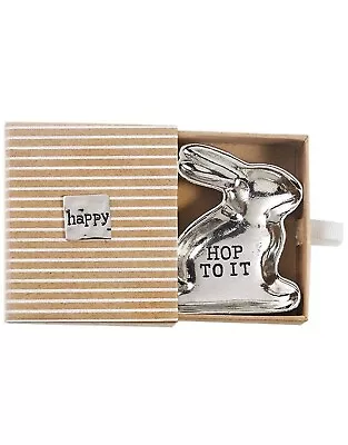 Mud Pie Mini Metal Bunny Trinket Dish W Gift Box 2x2 Hop To It - Happy New • $9.99