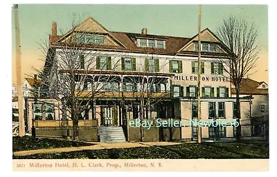 Millerton NY - MILLERTON HOTEL FROM RAILROAD - Postcard Dutchess County • $10