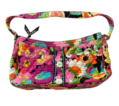 $14.39 • Buy Vera Bradley Va Va Bloom Pink Purple And White Cotton Shoulder Bag 12x7x3
