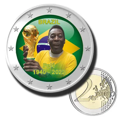 2 Euro Coloured Coin Pele Brazil 2022 - Uncirculated Color Euro Coin • $8.25