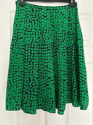 Gorgeous Jaeger 100% Silk Green And Navy Spot Flippy Skirt Size 10 • £25