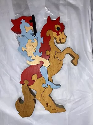 Jousting Horse  Medieval Wood Knight Figurine Jigsaw Puzzle • $30