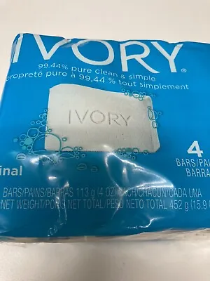 Ivory Bar Soap Original Scent For All Skin Types Pure Clean & Simple 4 Ct • $6