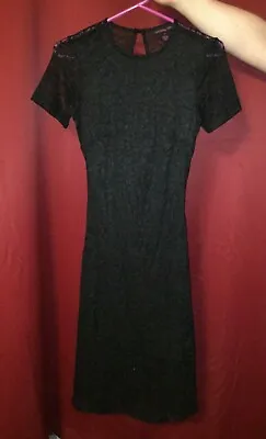 Juniors Size Small MATERIAL GIRL Black Lace Cut Out Zip Body Con Party Dress A17 • $15.28