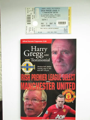 £25 • Buy Signed Harry Gregg Testimonial Programme + Unused Match Ticket Manchester United