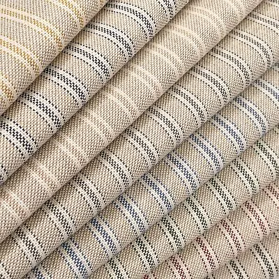 Cotton Rich Linen Look Fabric Ticking Stripes 280cm Wide • £1.50
