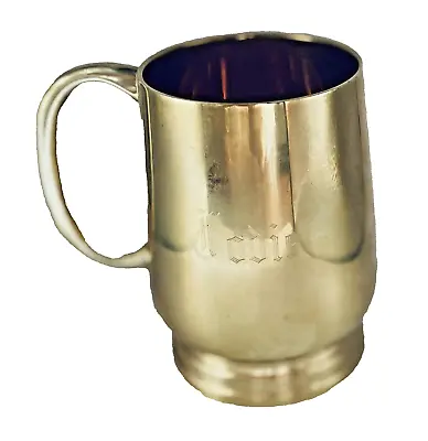 Vintage Solid Brass Tankard Stein Mug Cup Etched Jodie From India • $16.99