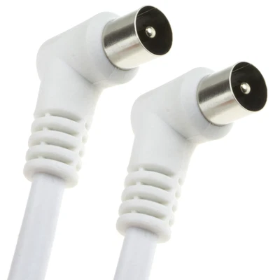 £3.08 • Buy 3m RF Fly Lead Right Angle Male Plug To Plug Coaxial TV Freeview Cable White