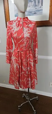 Vintage 1970s Unionmade Coral Day Dress With Orginal Belt • $38.40
