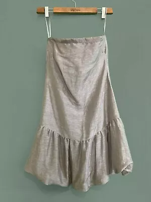 Reiss Lightweight Mushroom Grey Puffball Rara Bandeau Strapless Dress - UK10 • £28