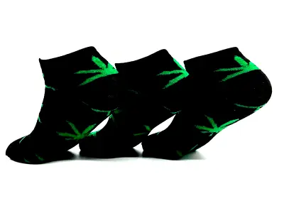 Mens Ankle Socks Marijuana Weed Leaf Ganja HIGHLIFE Cannabis Cotton Trainer Line • £3.99