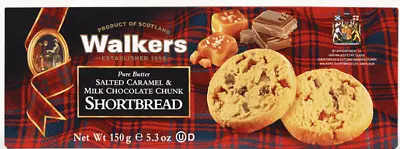 WALKERS SHORTBREAD Salted Caramel Chocolate Chunk Scottish Biscuits 150g Pack • £9.99