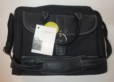 Franklin Covey Ellen Ballistic Busin Tote  Black Leather Shoulder Laptop Bag • $75
